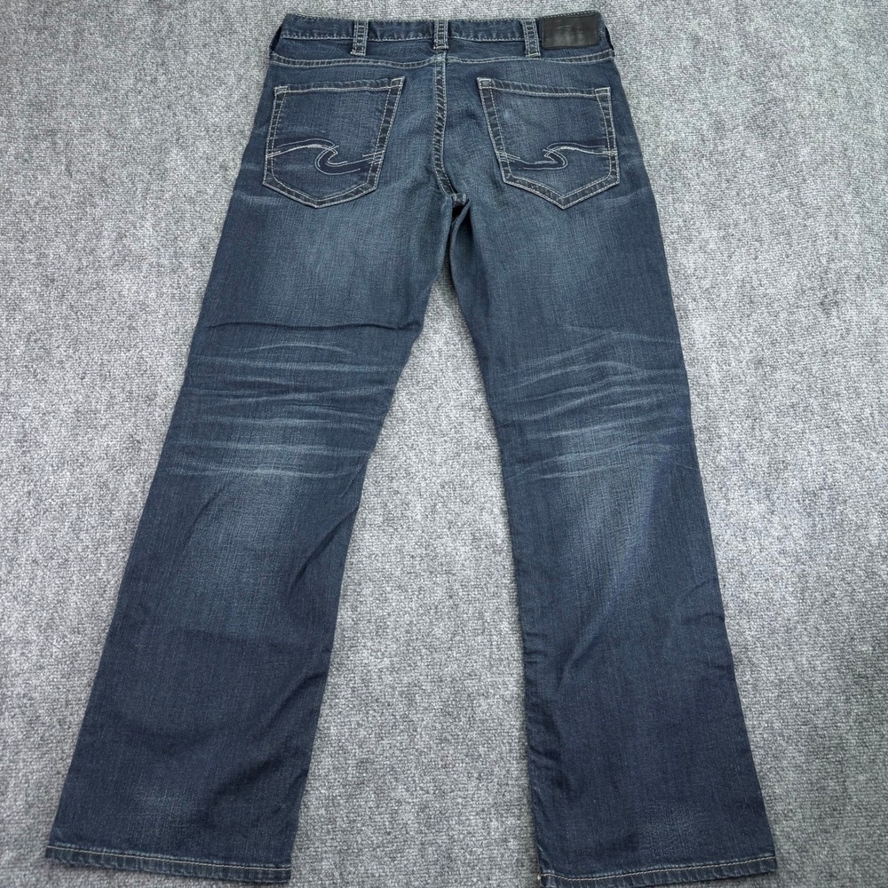 Silver Jeans Mens 33x32 (Fits 34x31) Dark Wash Zac Relaxed Straight Denim - Picture 14 of 15